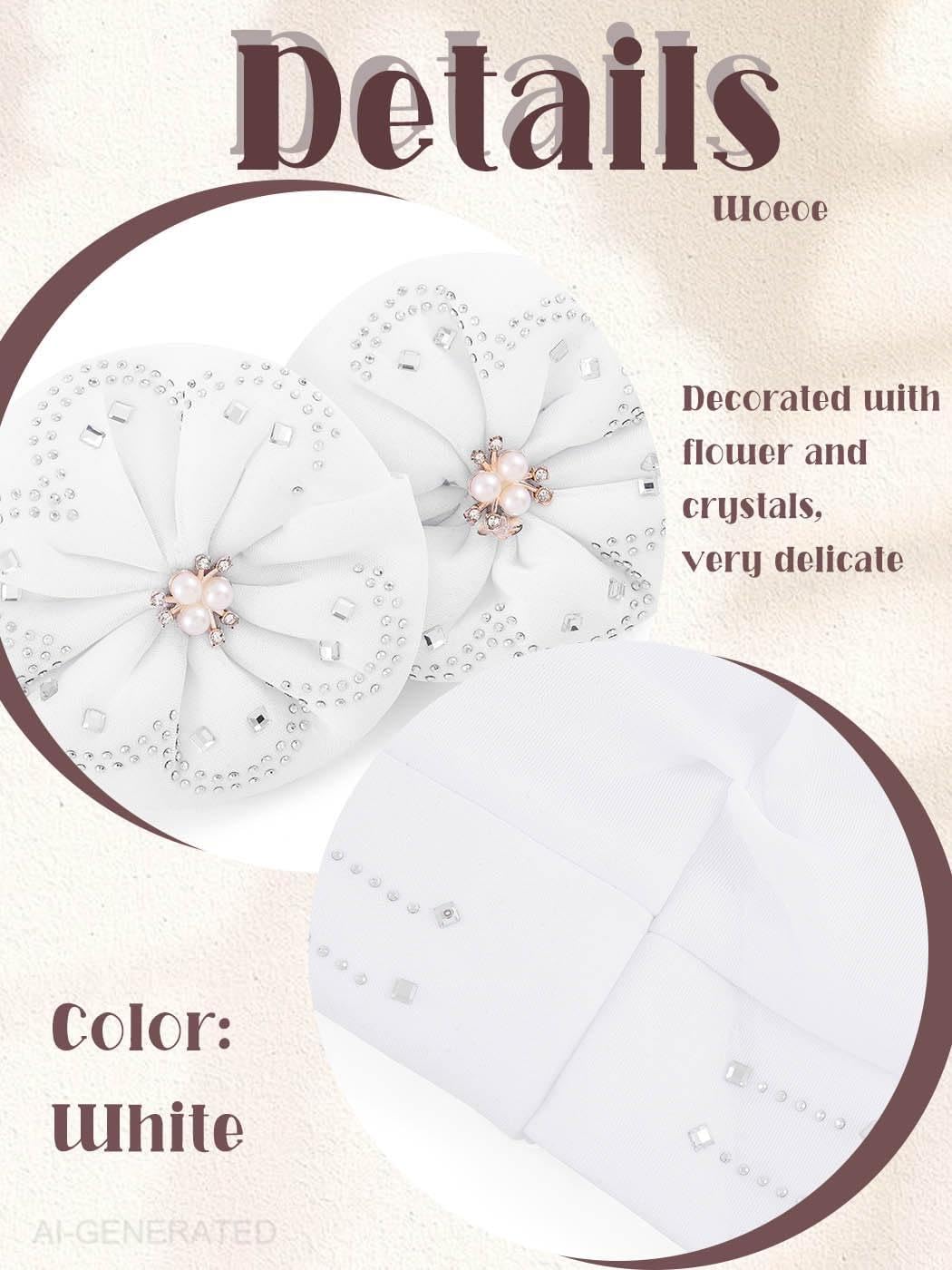 Woeoe Beanie Cap Head Wrap Black Rhinestones Head Scarf Flower Pearls Twisted Head Turban for Women Girls