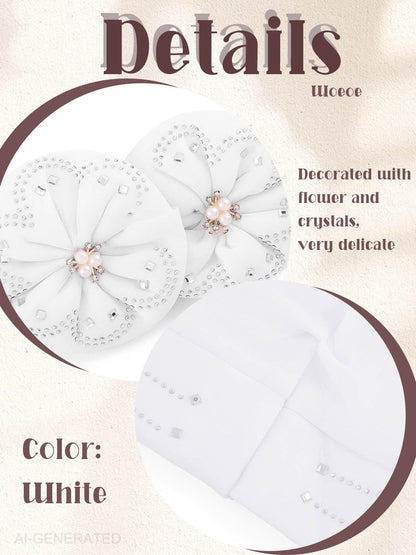 Woeoe Beanie Cap Head Wrap Black Rhinestones Head Scarf Flower Pearls Twisted Head Turban for Women Girls