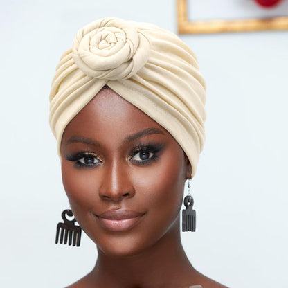 DRESHOW 5 Pack Knotted Headwraps for Women African Turban Pre-Knotted Beanie Headwraps Hair Covers