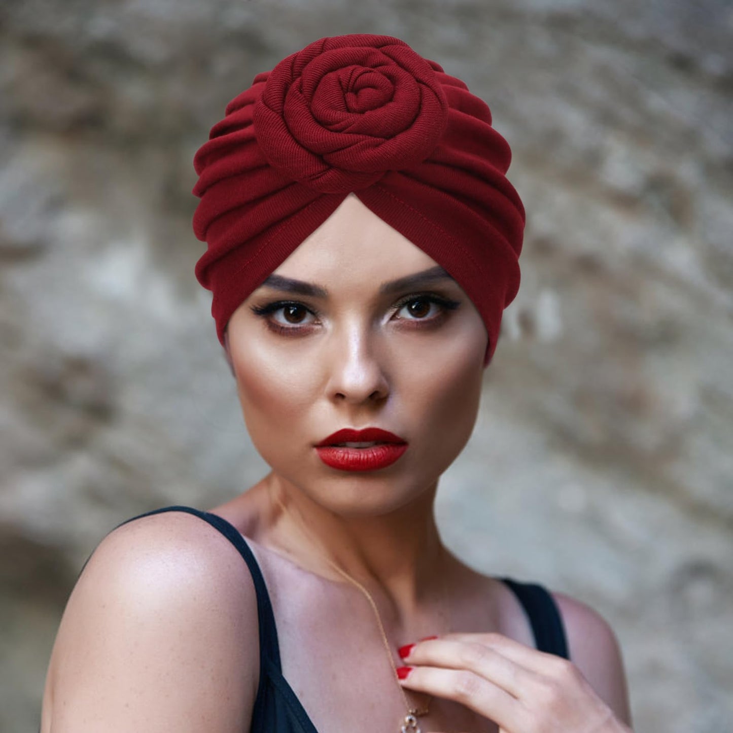 DRESHOW 5 Pack Knotted Headwraps for Women African Turban Pre-Knotted Beanie Headwraps Hair Covers