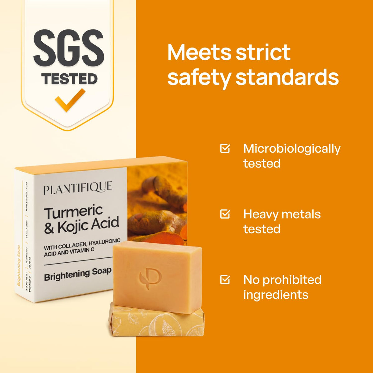 PLANTIFIQUE Kojic Acid & Turmeric Soap for Dark Spots, Lab Tested, 3 Pack