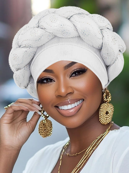 Woeoe African Headwrap Gold Braided Turbans for Women