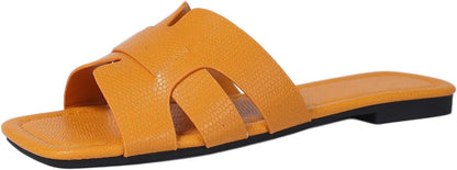 Women's Dressy Casual Flat Sandals, Elegant Comfortable Slip-On Slides with Textured Upper, Versatile Dressy Style for Everyday Wear (Copy) (Copy) (Copy) (Copy) (Copy)
