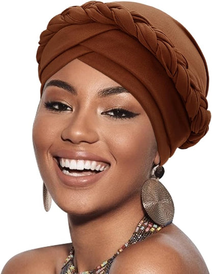 African Women Turban Caps Pre-Tied Twisted Turbans Head Scarf for Women Hair Wraps Cover Beanie Cancer Chemo Headwear