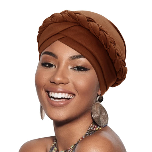 African Women Turban Caps Pre-Tied Twisted Turbans Head Scarf for Women Hair Wraps Cover Beanie Cancer Chemo Headwear