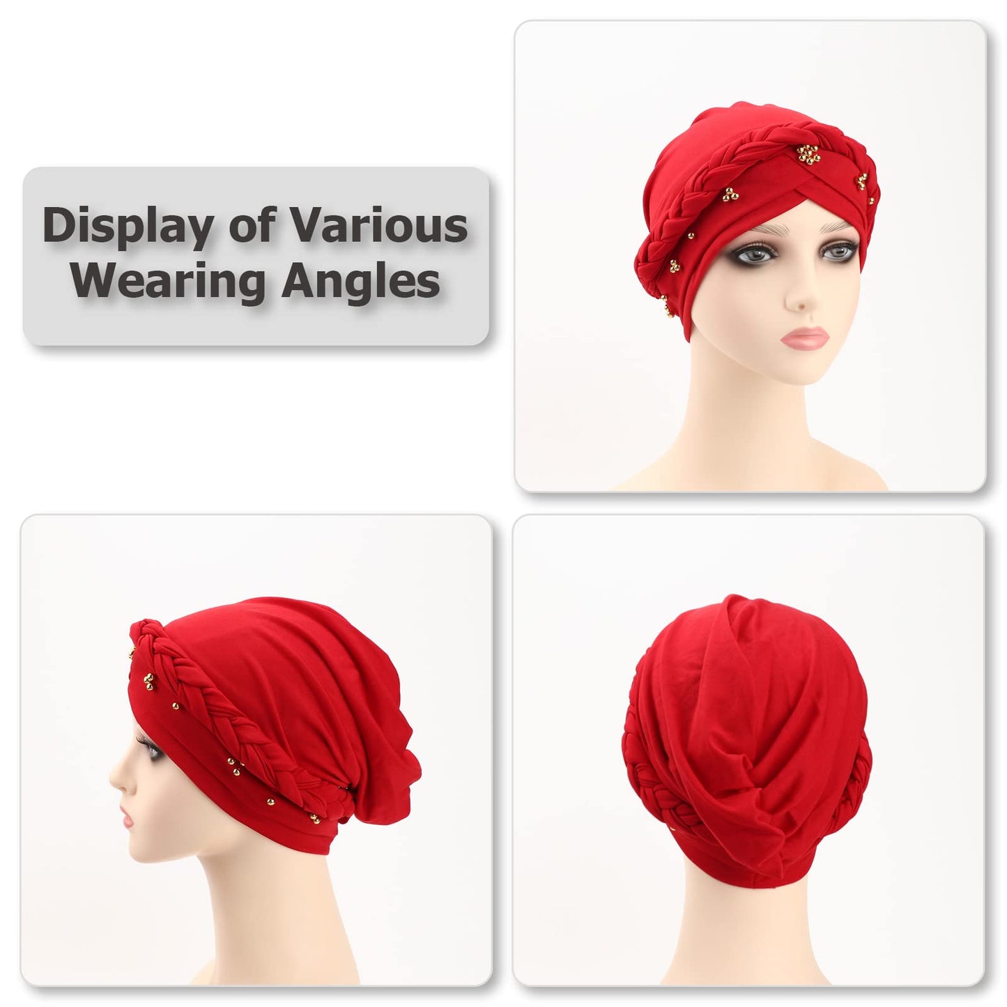 African Women Turban Caps Pre-Tied Twisted Turbans Head Scarf for Women Hair Wraps Cover Beanie Cancer Chemo Headwear