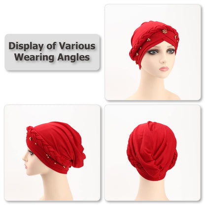 African Women Turban Caps Pre-Tied Twisted Turbans Head Scarf for Women Hair Wraps Cover Beanie Cancer Chemo Headwear