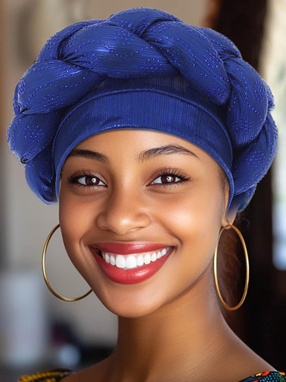 Woeoe African Headwrap Gold Braided Turbans for Women