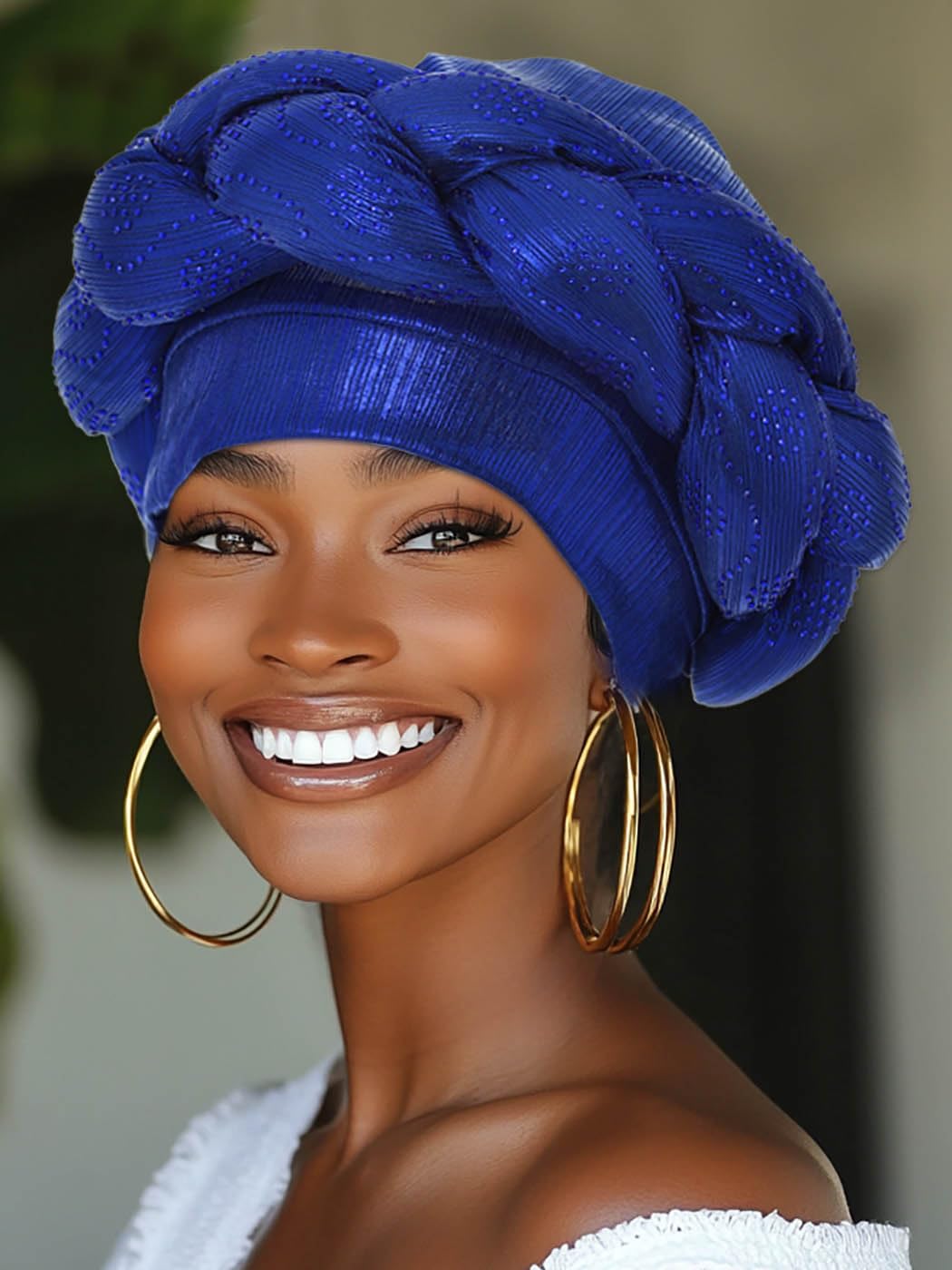 Woeoe African Headwrap Gold Braided Turbans for Women