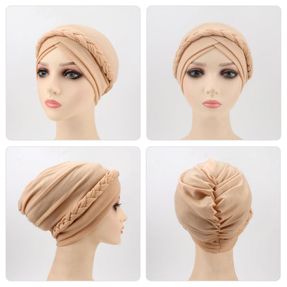 African Women Turban Caps Pre-Tied Twisted Turbans Head Scarf for Women Hair Wraps Cover Beanie Cancer Chemo Headwear