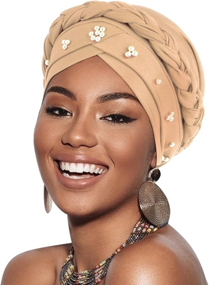 African Women Turban Caps Pre-Tied Twisted Turbans Head Scarf for Women Hair Wraps Cover Beanie Cancer Chemo Headwear