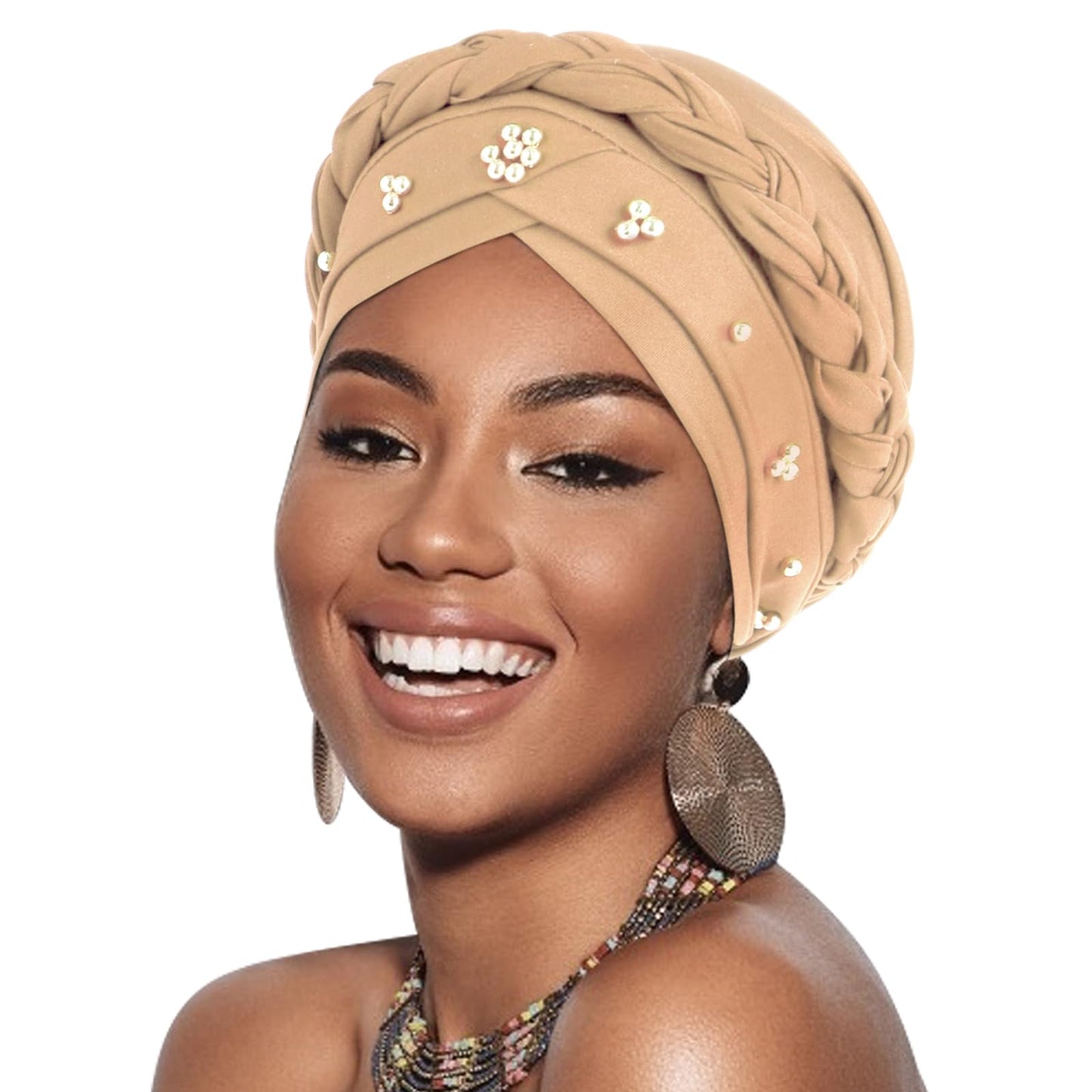 African Women Turban Caps Pre-Tied Twisted Turbans Head Scarf for Women Hair Wraps Cover Beanie Cancer Chemo Headwear