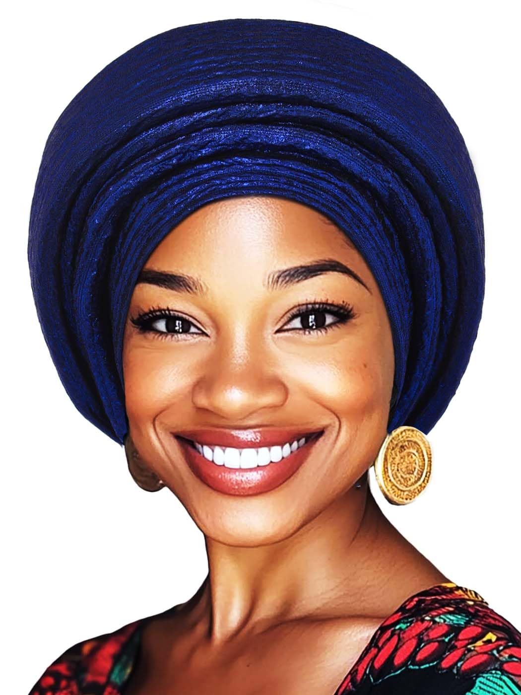 Woeoe African Head Wraps for Black Women Gold Pre Tied Headdress Wedding Turban Hats