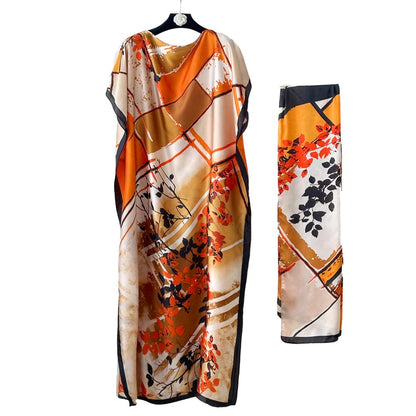 Moo Moos for Women Kaftan Dresses+Scarf for Women Plus Size Bathing Suit Cover up Caftan Maxi Beach Dresses