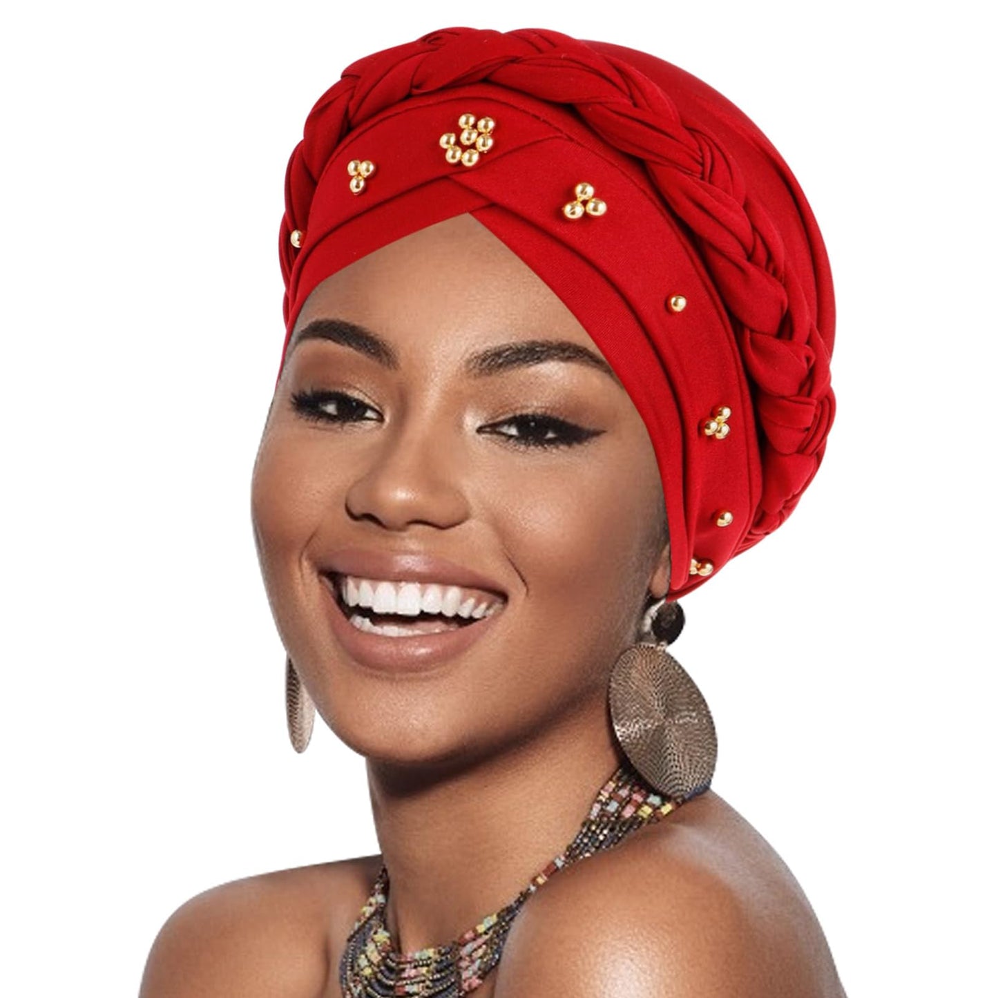 African Women Turban Caps Pre-Tied Twisted Turbans Head Scarf for Women Hair Wraps Cover Beanie Cancer Chemo Headwear