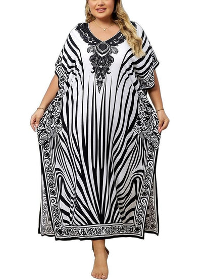 KECVOT Kaftan Dresses for Women V-Neck Print Swimsuit Cover Up Plus Size Beach Caftan Lounge Dress