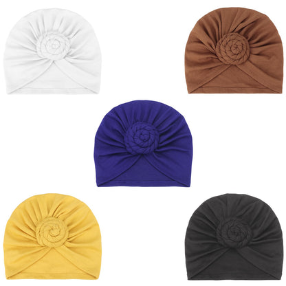 DRESHOW 5 Pack Knotted Headwraps for Women African Turban Pre-Knotted Beanie Headwraps Hair Covers