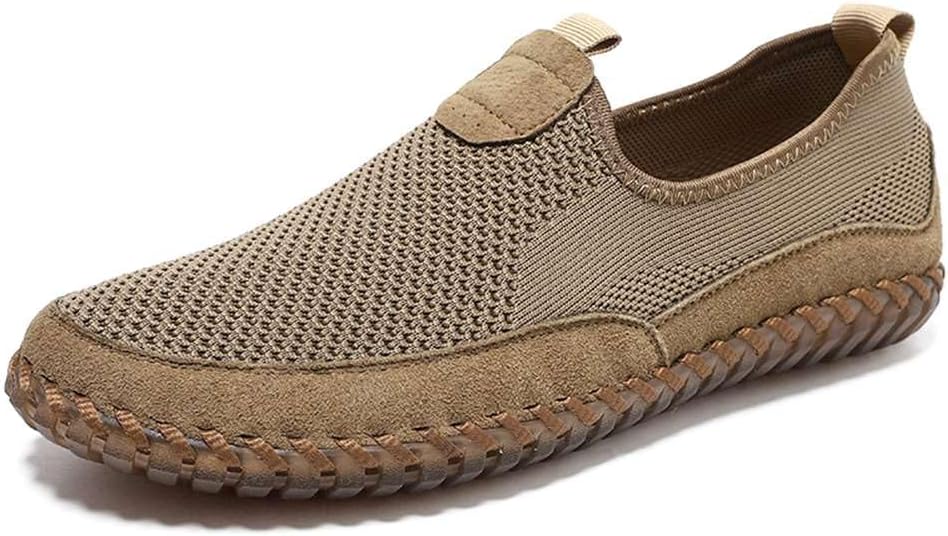 Men's Genuine Leather Loafer Shoes Slip On Soft Walking Shoes Perforated Driving Shoes
