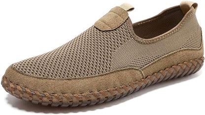 Men's Genuine Leather Loafer Shoes Slip On Soft Walking Shoes Perforated Driving Shoes