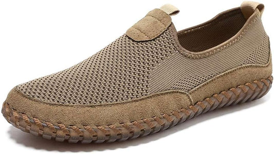 Men's Genuine Leather Loafer Shoes Slip On Soft Walking Shoes Perforated Driving Shoes