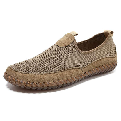 Men's Genuine Leather Loafer Shoes Slip On Soft Walking Shoes Perforated Driving Shoes