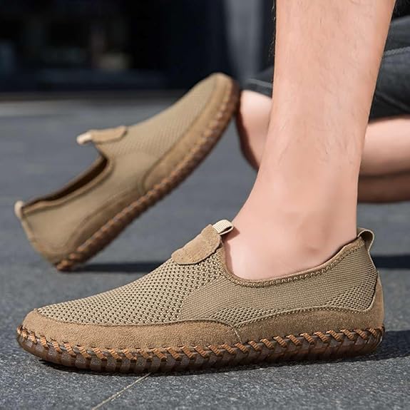 Men's Genuine Leather Loafer Shoes Slip On Soft Walking Shoes Perforated Driving Shoes