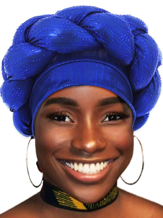 Woeoe African Headwrap Gold Braided Turbans for Women