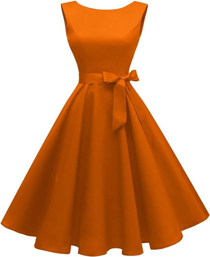 Hanpceirs Women's Boatneck Sleeveless Swing Vintage 1950s Cocktail Dress New