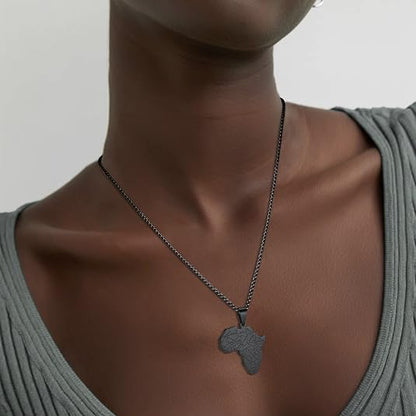 GOLDCHIC JEWELRY Africa Map Necklace for Men, Stainless Steel African Tribal/Egyptian Eye of Horus/I LOVE AFRICA/Elephant Map Hiphop Jewelry Unisex with 22'+2'Adjustable Chain