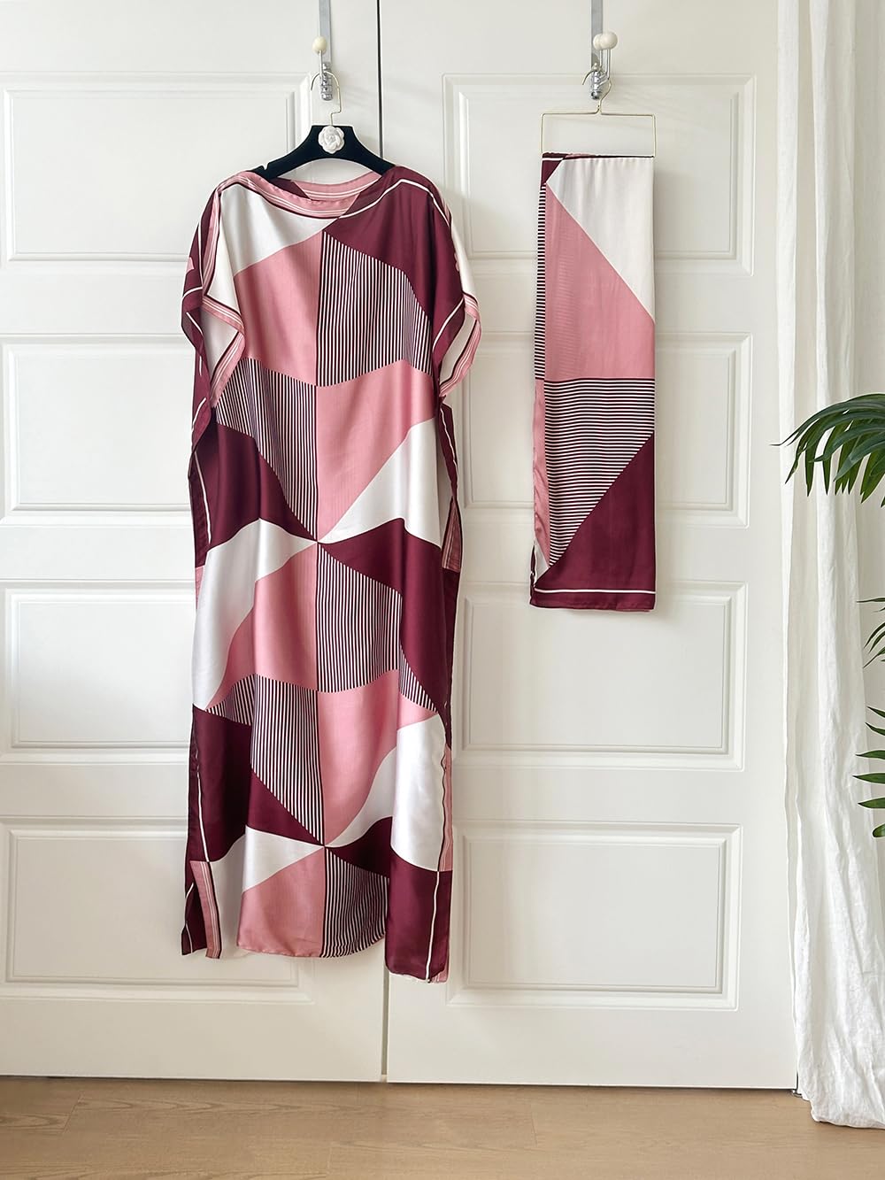 Moo Moos for Women Kaftan Dresses+Scarf for Women Plus Size Bathing Suit Cover up Caftan Maxi Beach Dresses