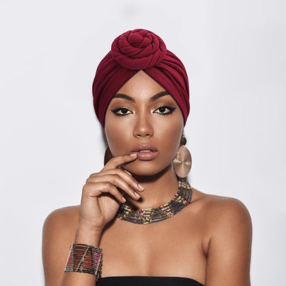 African Women Turban Caps Pre-Tied Twisted Turbans Head Scarf for Women Hair Wraps Cover Beanie Cancer Chemo Headwear