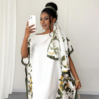 Moo Moos for Women Kaftan Dresses+Scarf for Women Plus Size Bathing Suit Cover up Caftan Maxi Beach Dresses