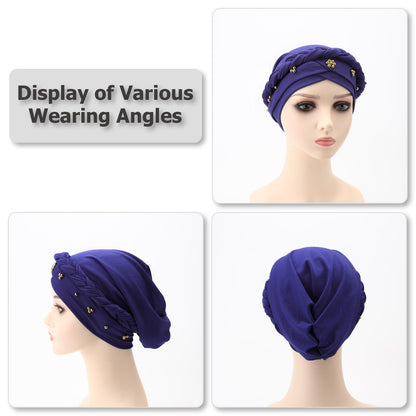 African Women Turban Caps Pre-Tied Twisted Turbans Head Scarf for Women Hair Wraps Cover Beanie Cancer Chemo Headwear