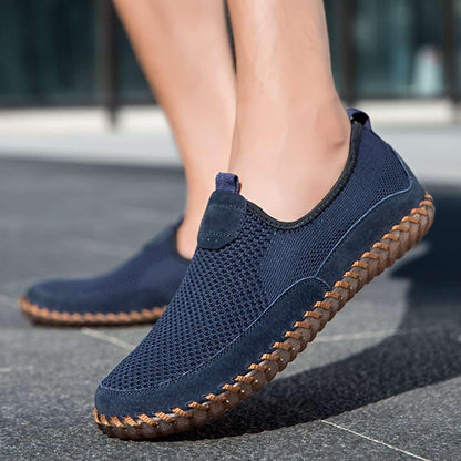 Men's Genuine Leather Loafer Shoes Slip On Soft Walking Shoes Perforated Driving Shoes