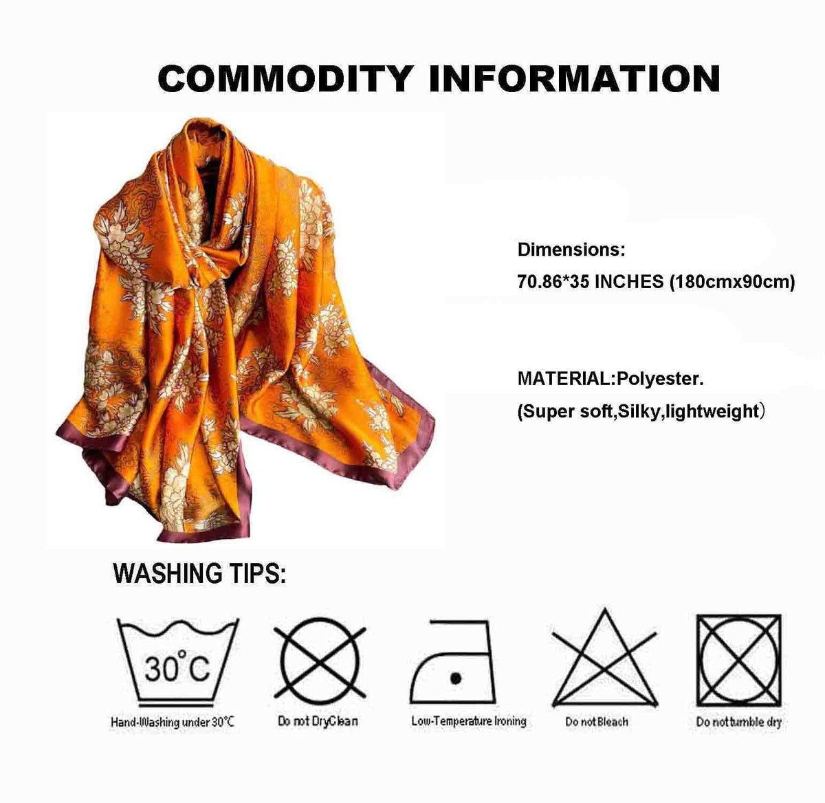 Acotavie Scarfs for Women Dressy Fashion Scarves Long Floral Pattern Scarf