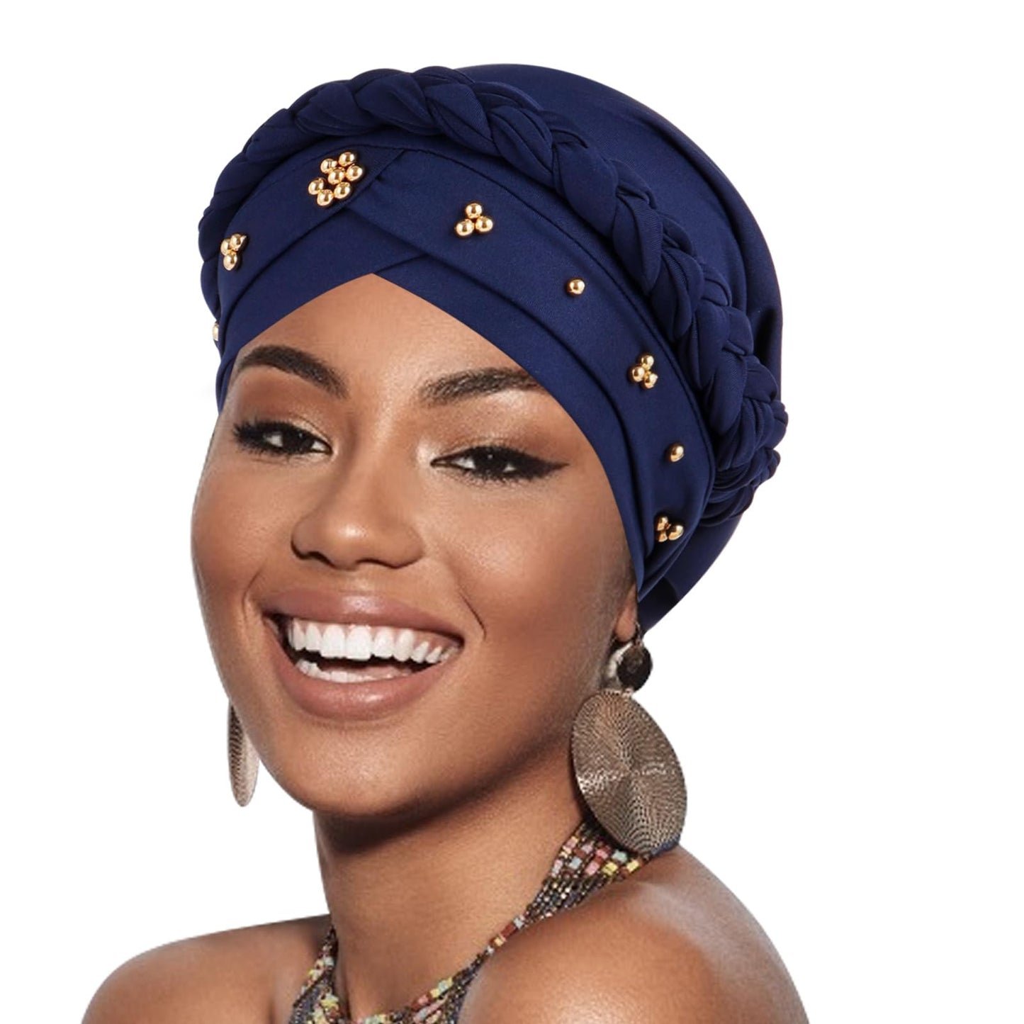 African Women Turban Caps Pre-Tied Twisted Turbans Head Scarf for Women Hair Wraps Cover Beanie Cancer Chemo Headwear