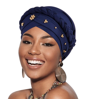 African Women Turban Caps Pre-Tied Twisted Turbans Head Scarf for Women Hair Wraps Cover Beanie Cancer Chemo Headwear