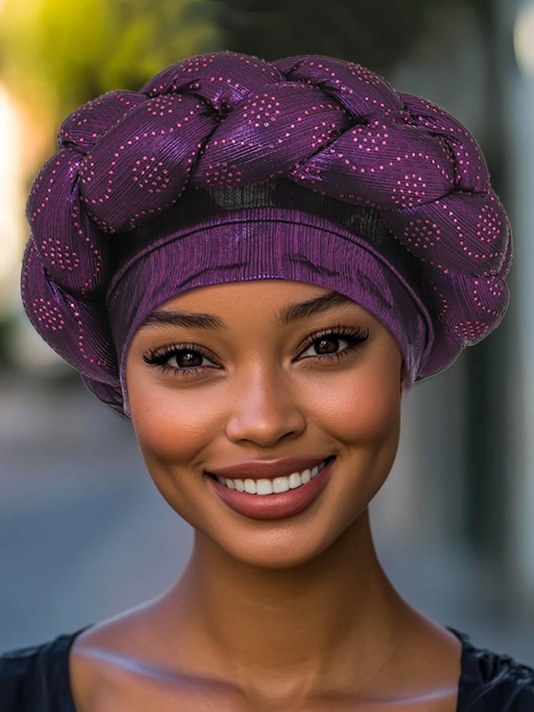 Woeoe African Headwrap Gold Braided Turbans for Women