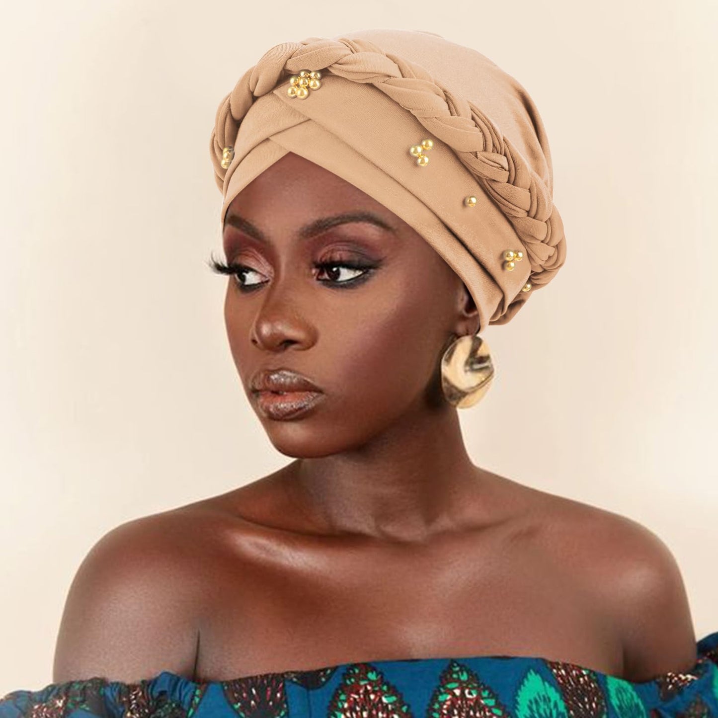 African Women Turban Caps Pre-Tied Twisted Turbans Head Scarf for Women Hair Wraps Cover Beanie Cancer Chemo Headwear