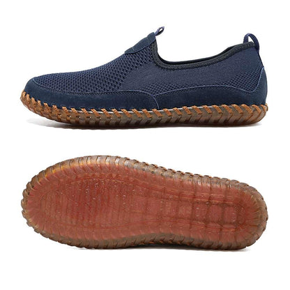 Men's Genuine Leather Loafer Shoes Slip On Soft Walking Shoes Perforated Driving Shoes