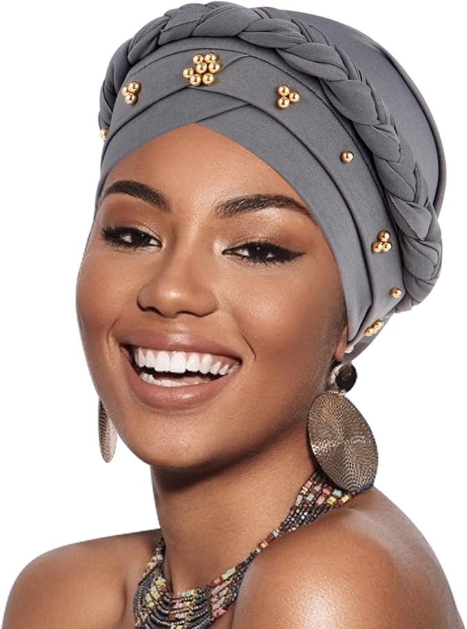 African Women Turban Caps Pre-Tied Twisted Turbans Head Scarf for Women Hair Wraps Cover Beanie Cancer Chemo Headwear