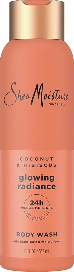SheaMoisture Coconut Hibiscus Body Wash Glowing Radiance Glowing Radiance body wash for 24H Visible Moisture for Healthy, Glowing Skin 18 oz