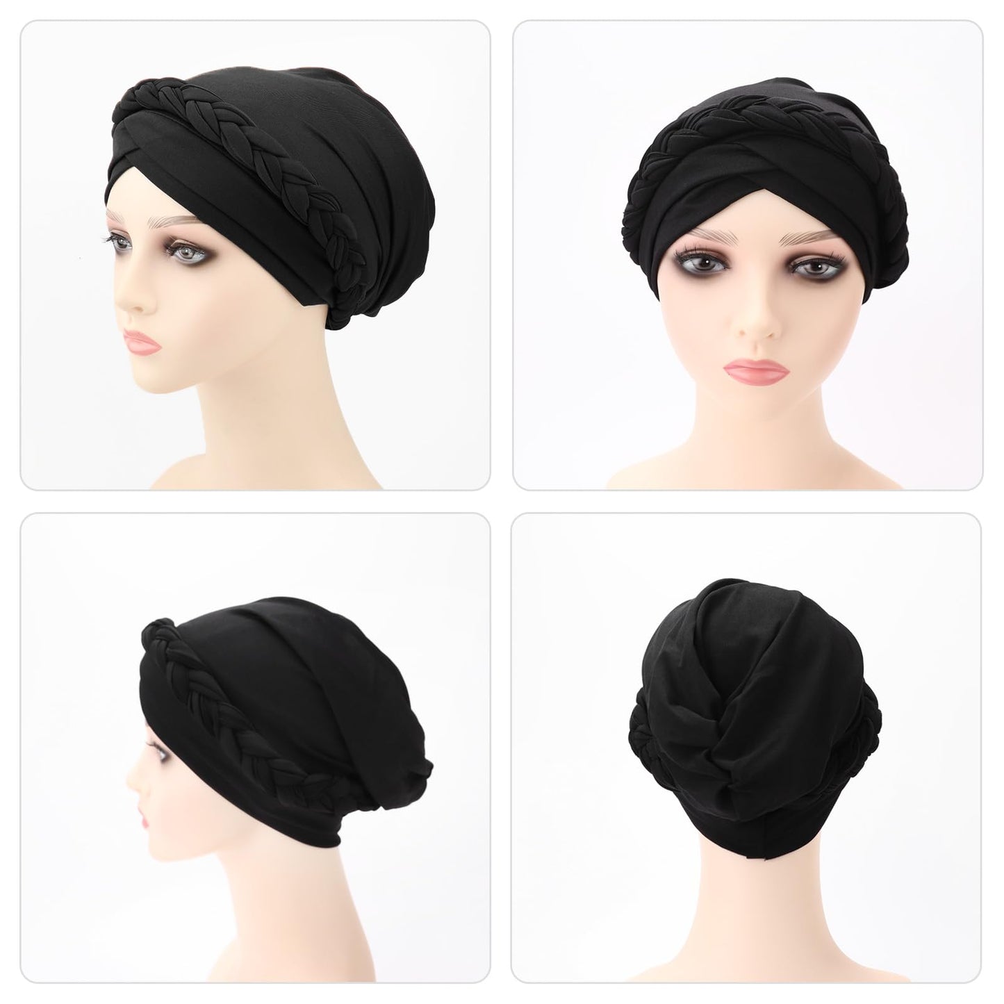 African Women Turban Caps Pre-Tied Twisted Turbans Head Scarf for Women Hair Wraps Cover Beanie Cancer Chemo Headwear