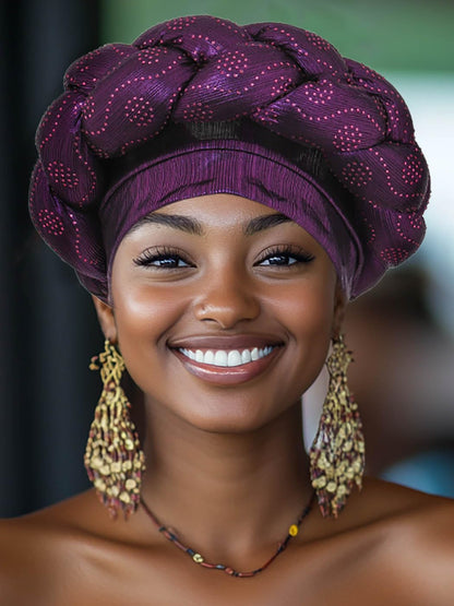 Woeoe African Headwrap Gold Braided Turbans for Women