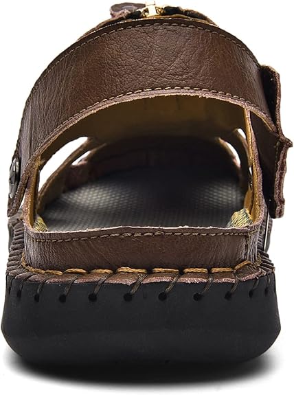 Shaire Men'S Sandals Outdoor Leather Closed Toe Beach Shoes
