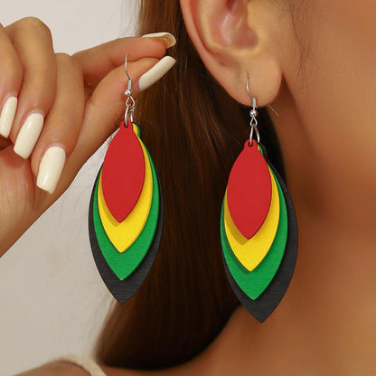 MALOYANVE 6 Pcs Juneteenth African Jewelry Set for Women Jamaican Wood Rasta Beaded Necklace and Bracelet Black History Month Dangle Earrings Jamaican Outfit Rastafari Pride Accessories