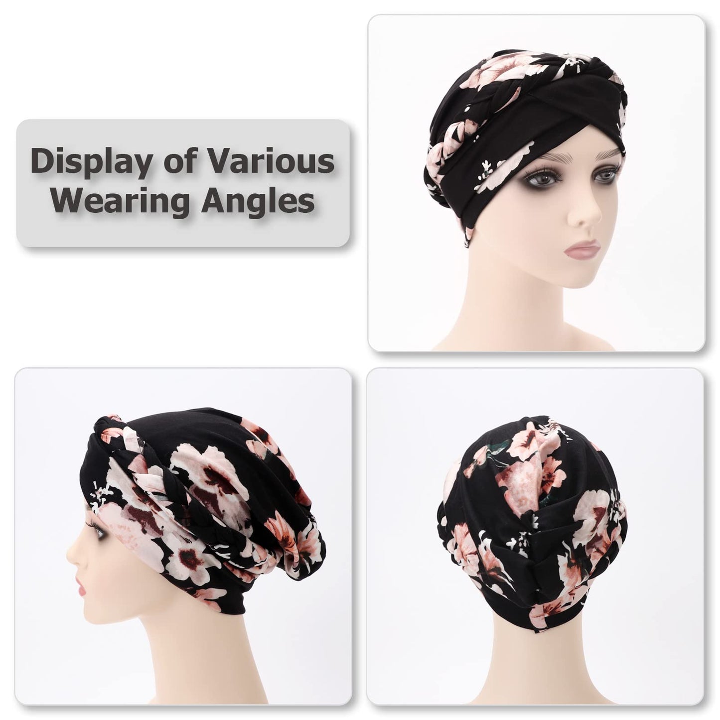 African Women Turban Caps Pre-Tied Twisted Turbans Head Scarf for Women Hair Wraps Cover Beanie Cancer Chemo Headwear