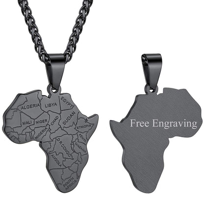 GOLDCHIC JEWELRY Africa Map Necklace for Men, Stainless Steel African Tribal/Egyptian Eye of Horus/I LOVE AFRICA/Elephant Map Hiphop Jewelry Unisex with 22'+2'Adjustable Chain