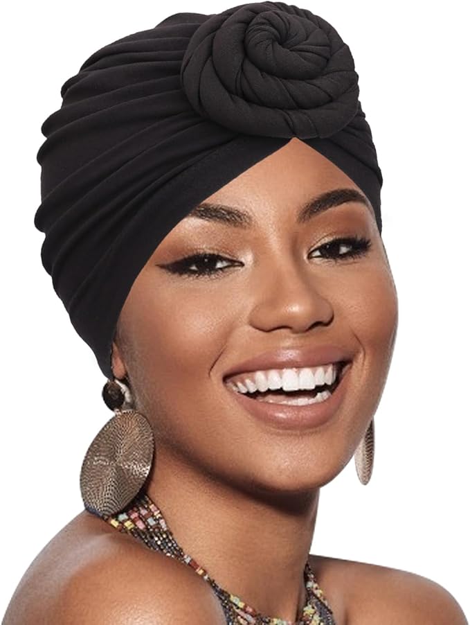 African Women Turban Caps Pre-Tied Twisted Turbans Head Scarf for Women Hair Wraps Cover Beanie Cancer Chemo Headwear