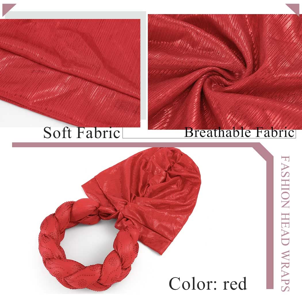 Woeoe African Headwrap Gold Braided Turbans for Women